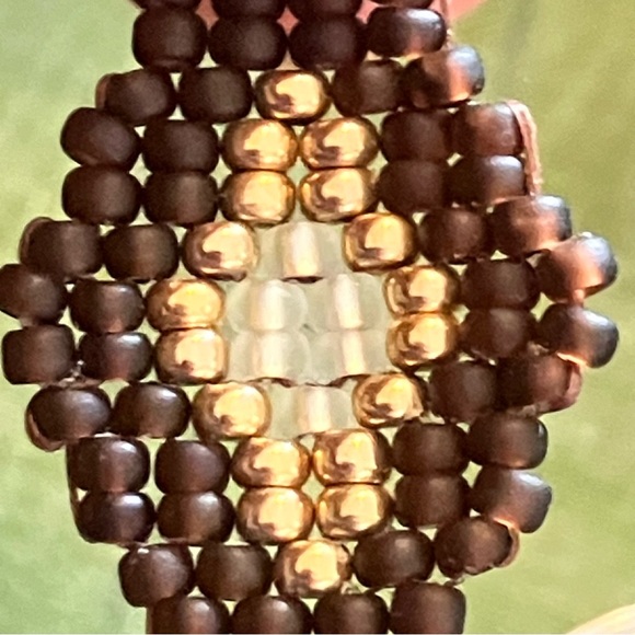 Hand Crafted Jewelry - HAND CRAFTED BOHEMIAN BEADED EARRINGS *BROWN & GOLD GLASS BEADS *LIGHTWEIGHT